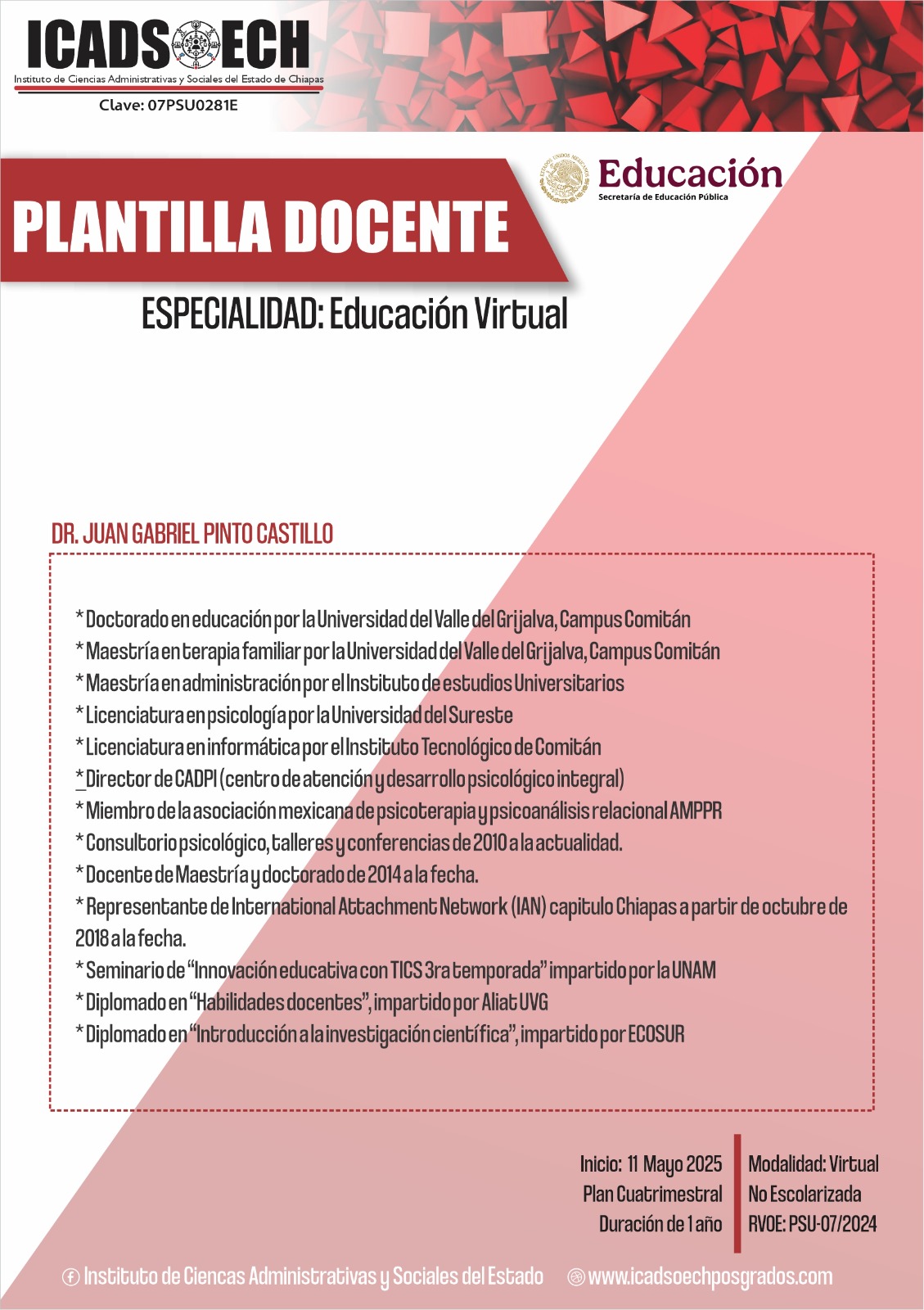 Plantilla Docente - Especialidad - Dra Adriana
