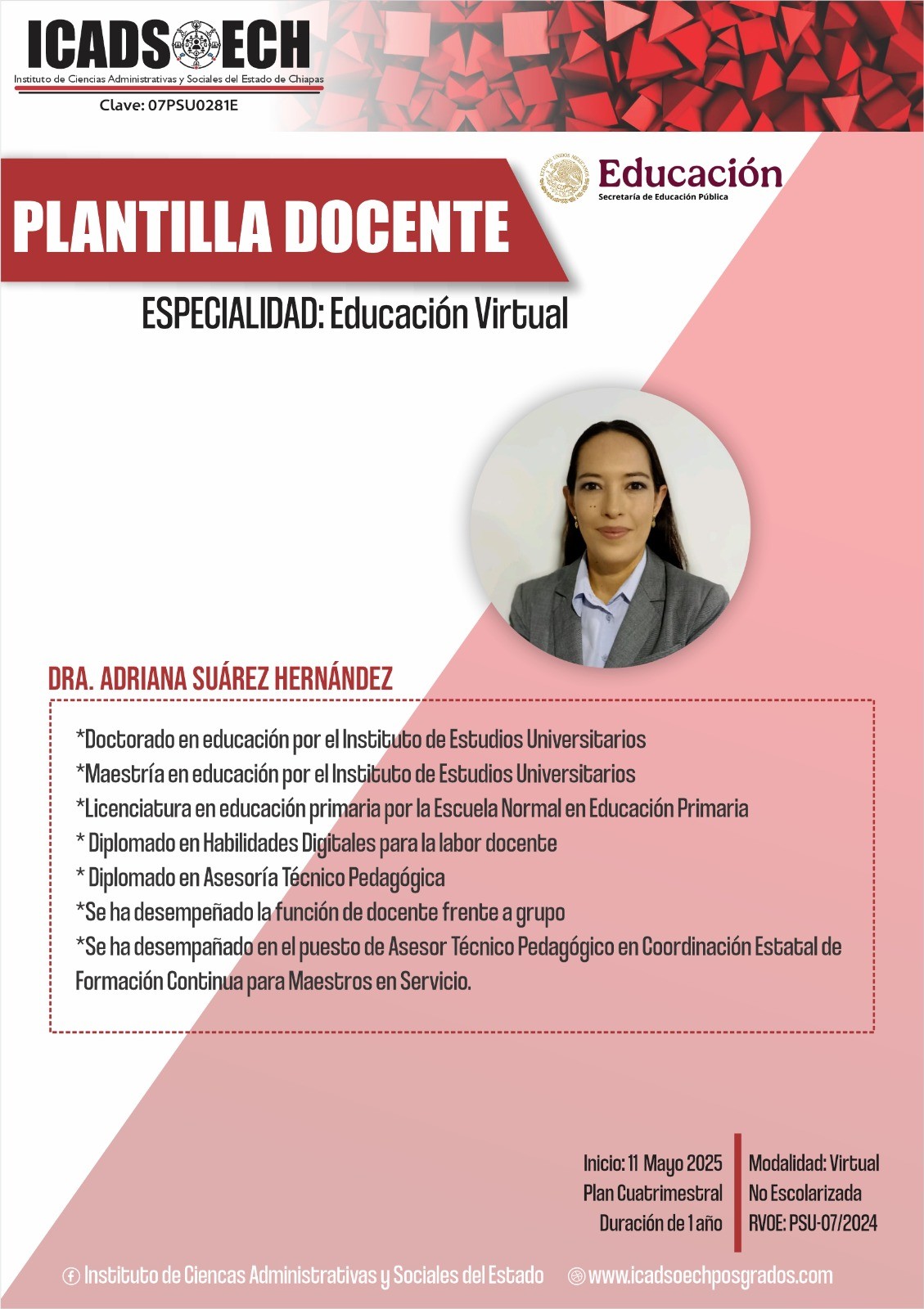 Plantilla Docente - Especialidad - Dra Adriana