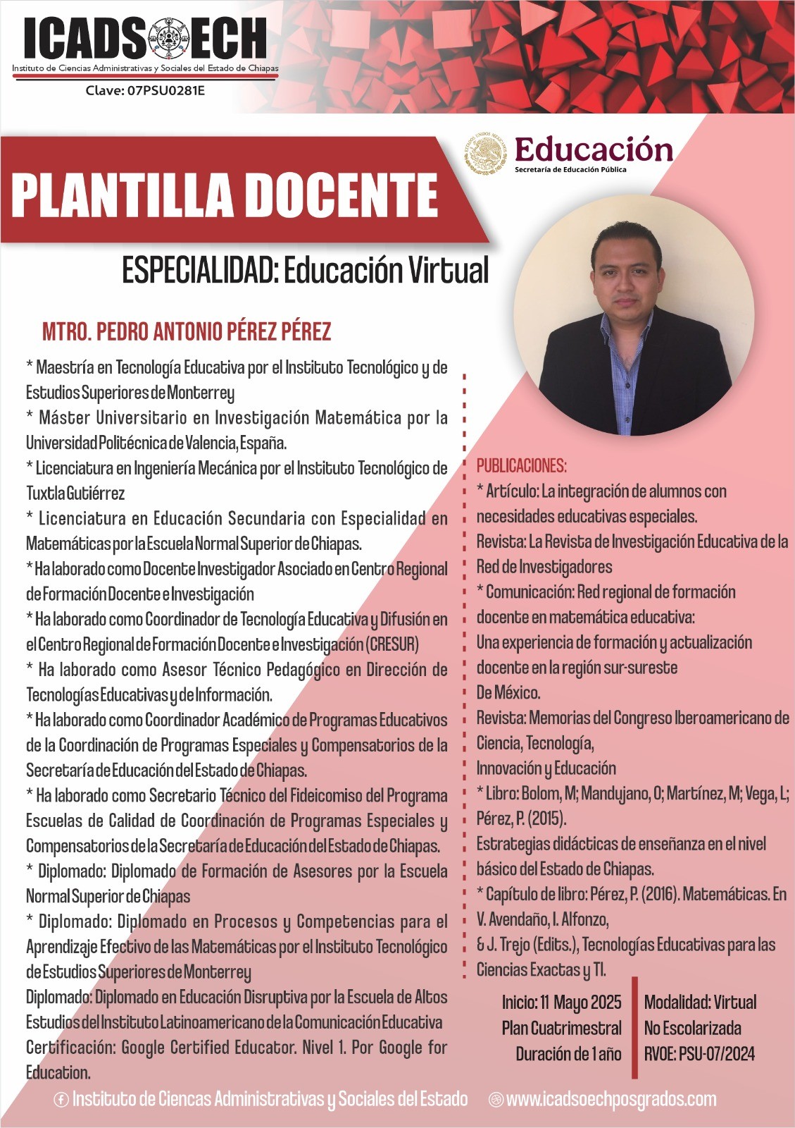 Icadsoech - Plantilla Docente - Especialidad - Mtro Pedro