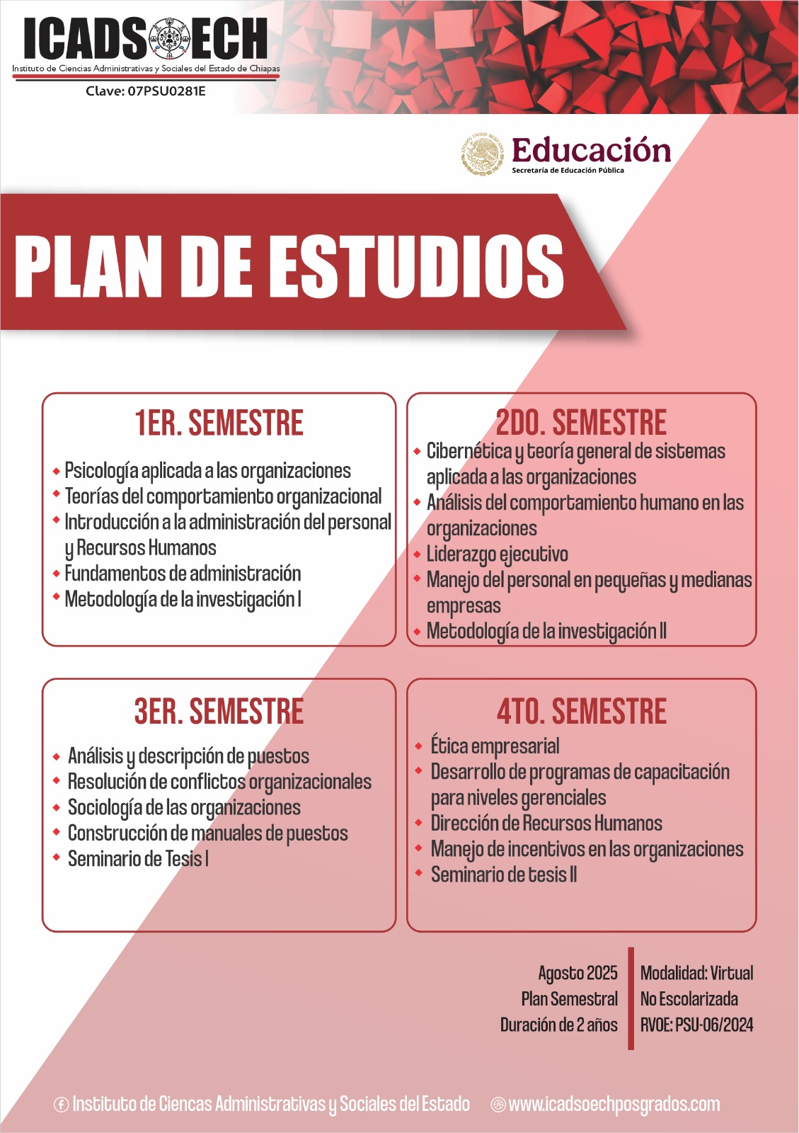 Icadsoech - Plan de Estudios - Maestría en Administración del Capital Humano y Comportamiento Organizacional